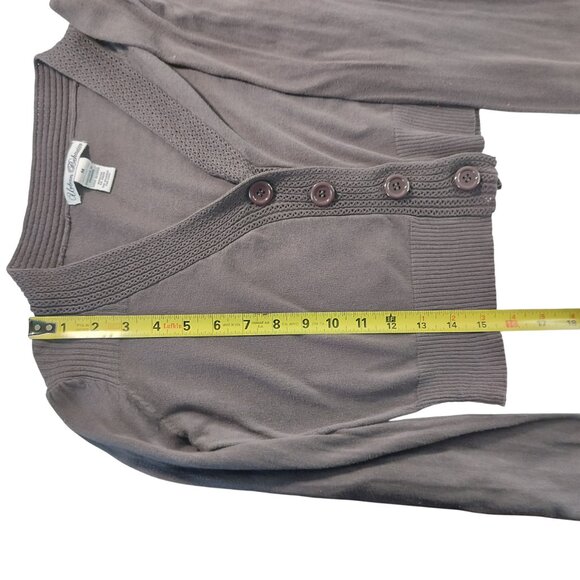 URBAN BEHAVIOR Sweater Cropped Long sleeve Juniors Size Med Brown Button Front - Picture 6 of 8